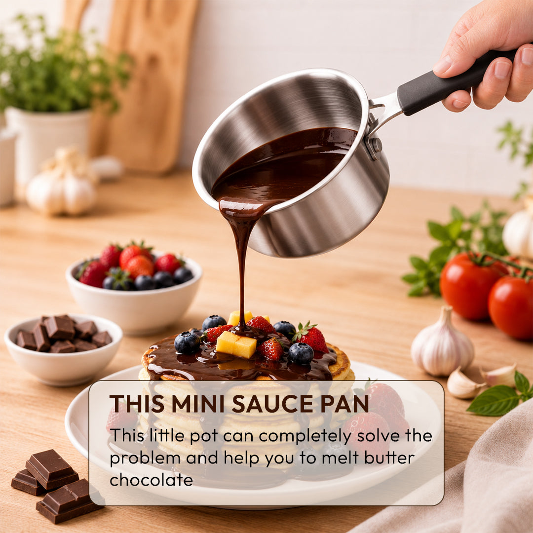TOSAA TRIPLY MINI SAUCE PAN -3-Layer Base for Even Heating | Milk, Water, Tea Pan,Mini Sauce Pan | Dishwasher Safe | Cool-Touch Handle,IDEAL FOR BABY FOOD PREPARATION-SMALL QTY 1 CUP OR 1 BOWL VEG SOUP DAL