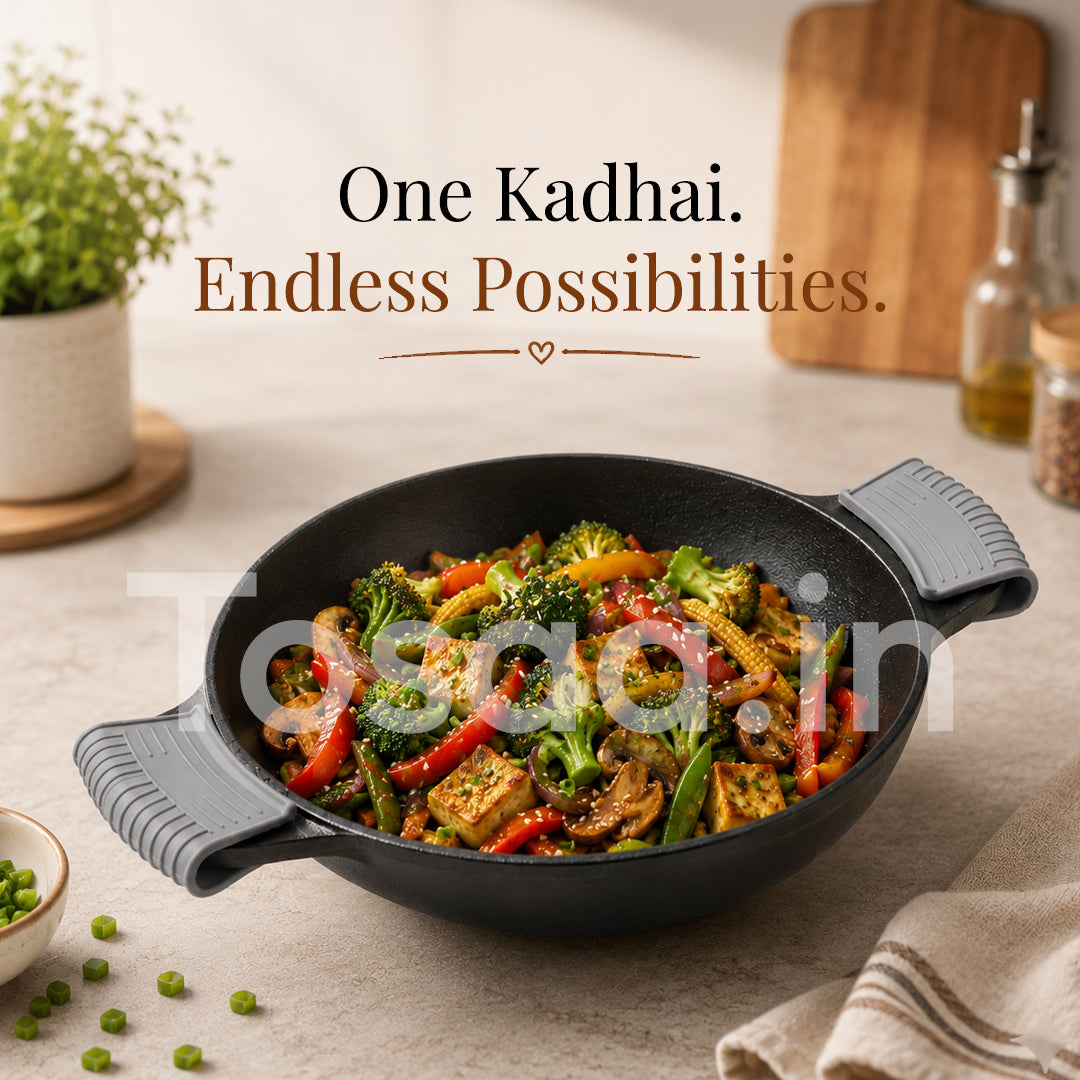 TOSAA CAST IRON KADHAI- MEDIUM (2800 ML)