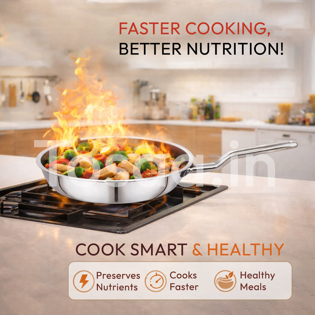 TOSAA SS TRY PLY FRY PAN WITH OUT LID 26 CM