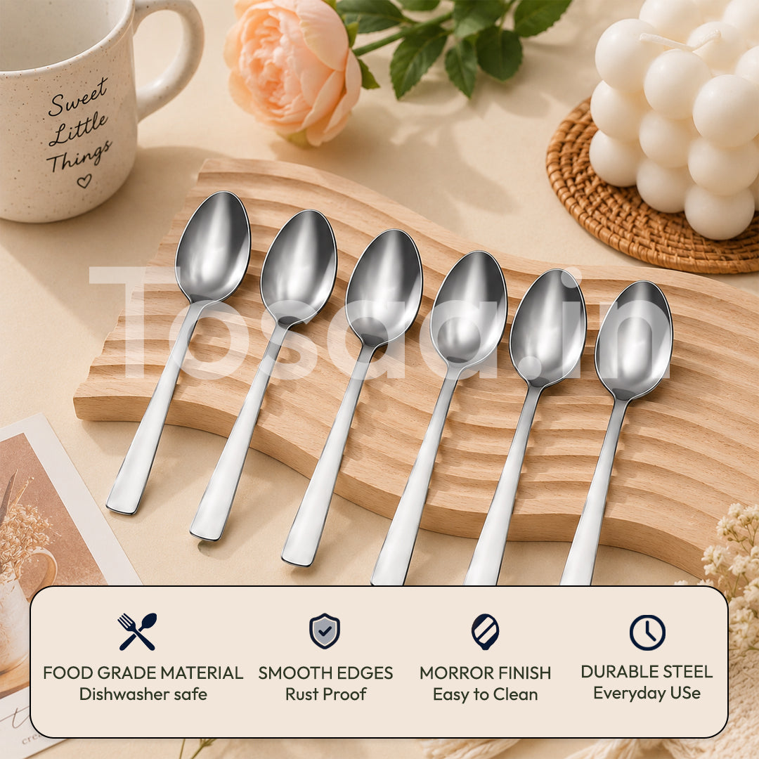 Tosaa Tea Spoon IMPRESS 16G-6-Piece Stainless Steel Spoon Set, Set of 6