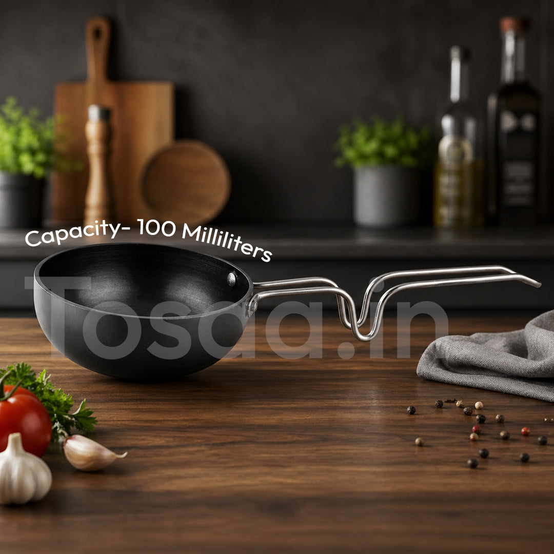 Hard Anodized Aluminium Tadka Pan, 100 mm, Black