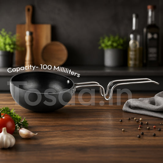Hard Anodized Aluminium Tadka Pan, 100 mm, Black