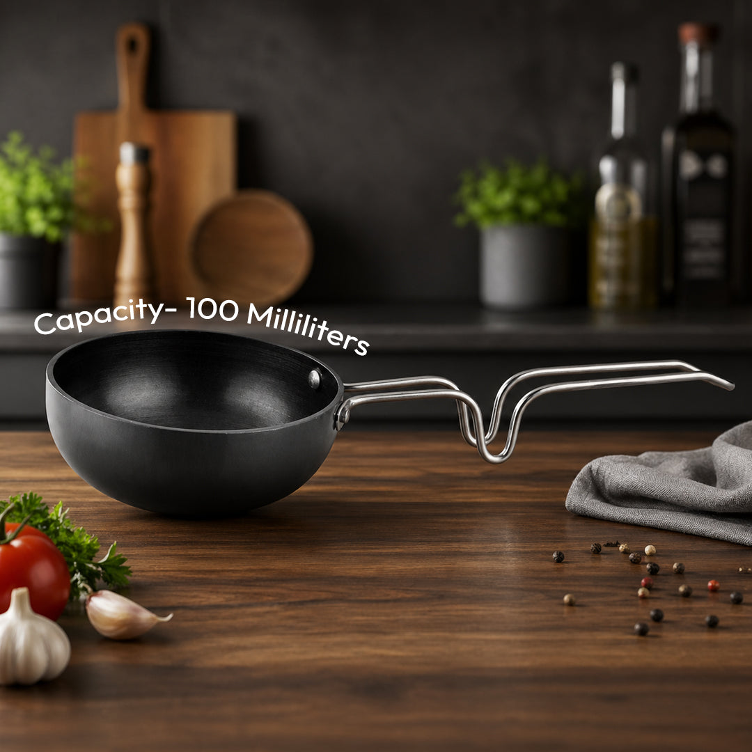 Hard Anodized Aluminium Tadka Pan, 100 mm, Black