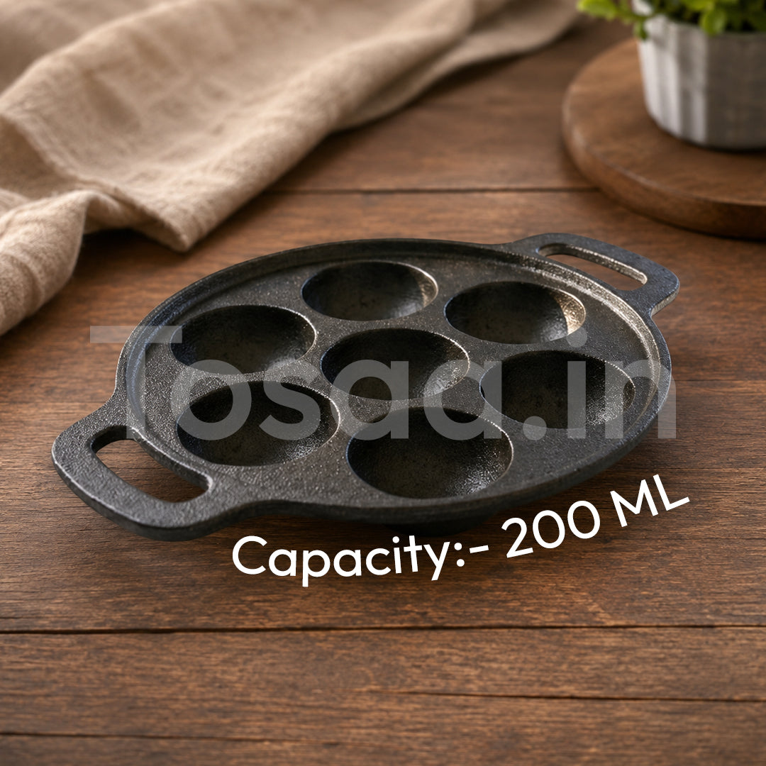 TOSAA CAST IRON APPAM MAKER 7 CAVITY (200 ML)