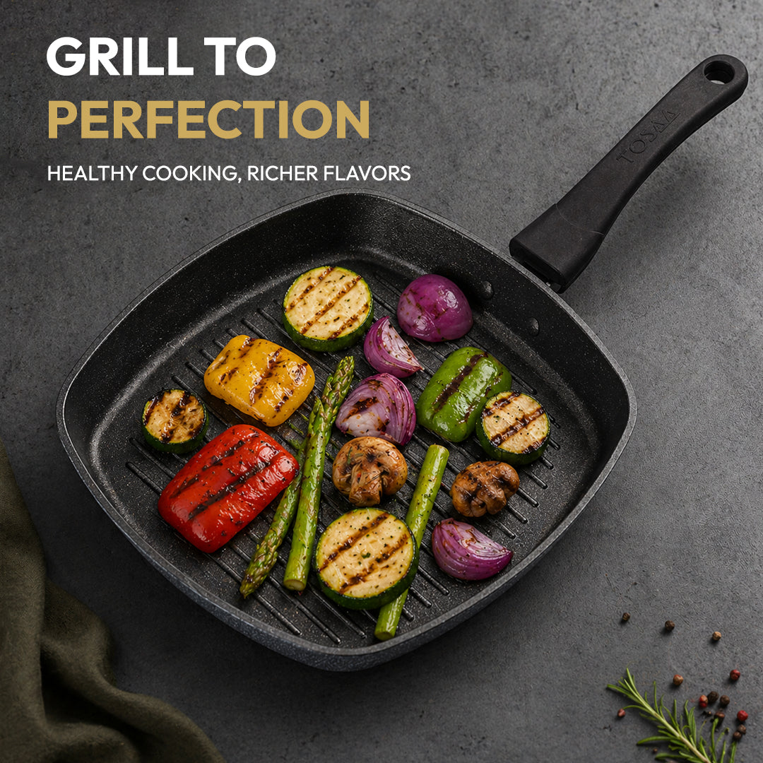 Non-Stick Aluminium  Grill Pan, 22 cm, Marble Grey