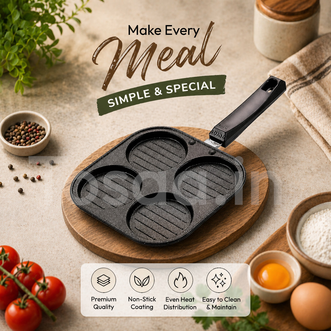Tosaa Non Stick Grill Uttapam Maker Aluminium Multi Snack Maker(4 Cavity)(Black)