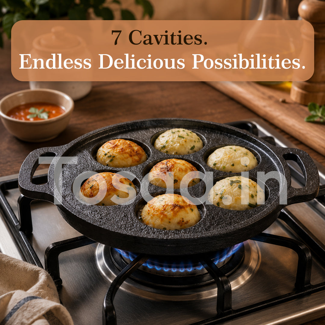 TOSAA CAST IRON APPAM MAKER 7 CAVITY (200 ML)