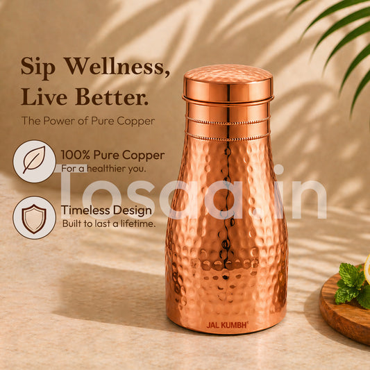 JALKUMBH Pure Zuchi Copper Bedroom Water pot      1100 ml