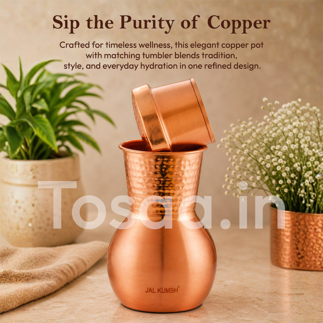 JALKUMBH Pure Zuchi Copper MATKA Water pot        1300 ml