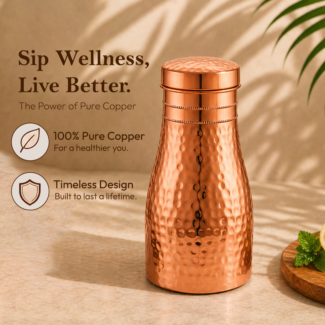 JALKUMBH Pure Zuchi Copper Bedroom Water pot      1100 ml