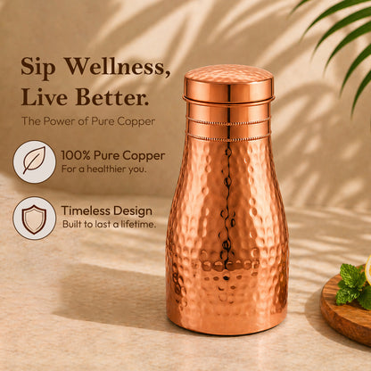 JALKUMBH Pure Zuchi Copper Bedroom Water pot      1100 ml