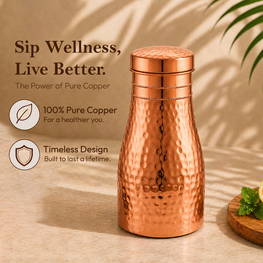 JALKUMBH Pure Zuchi Copper Bedroom Water pot      1100 ml