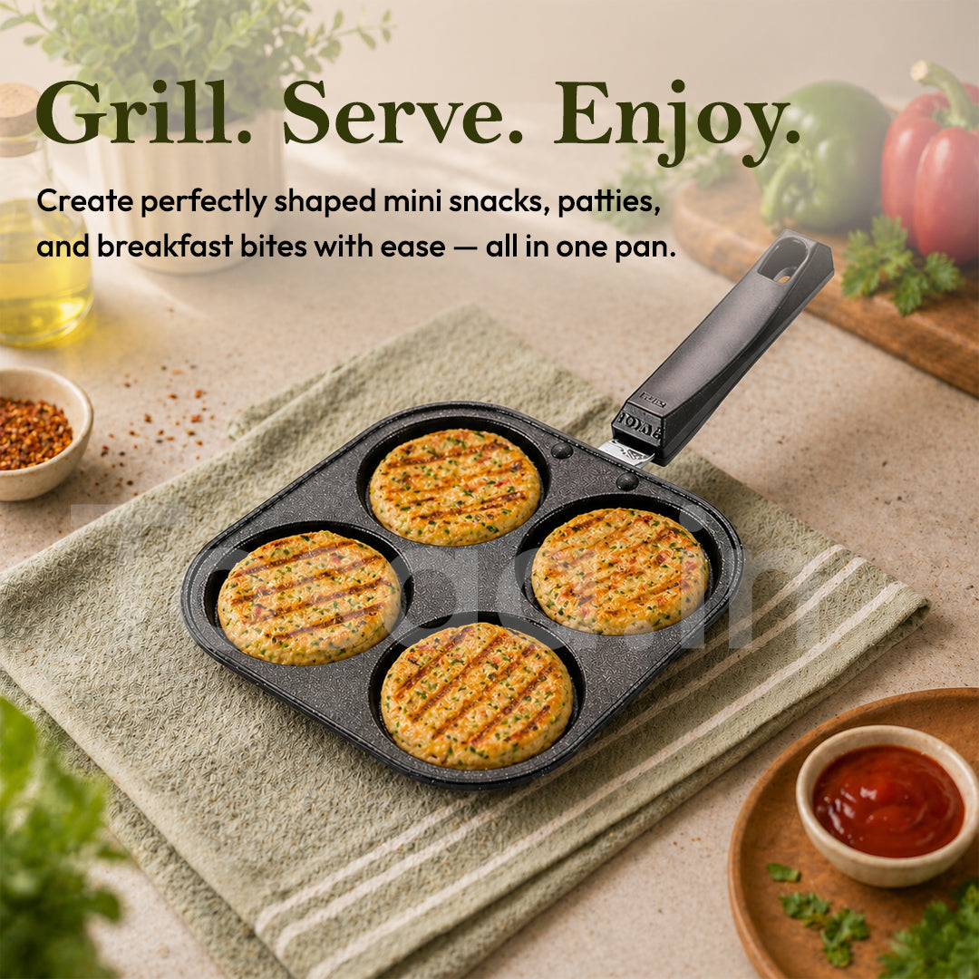 Tosaa Non Stick Grill Uttapam Maker Aluminium Multi Snack Maker(4 Cavity)(Black)