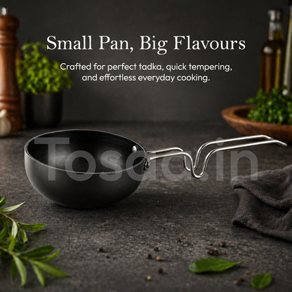 Vagharia Hard Anodized Aluminium Tadka Pan, 90 mm, Black