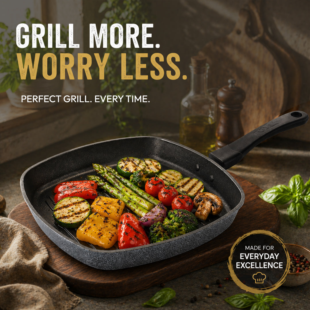 Non-Stick Aluminium  Grill Pan, 22 cm, Marble Grey