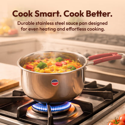 Tosaa stainless steel Sause Pan 14 CM,Premium stainless steel for the modern kitchen,safe for cooking all types of foods (1200 ml)