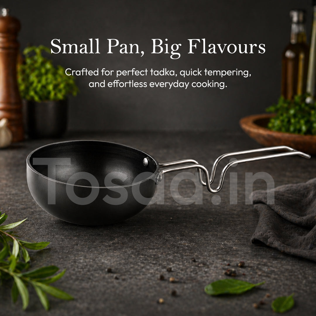 Hard Anodized Aluminium Tadka Pan, 100 mm, Black