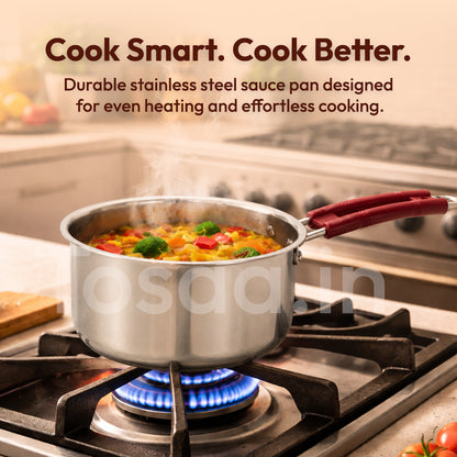 Tosaa stainless steel Sauce Pan 18 CM,Premium stainless steel for the modern kitchen,safe for cooking all types of foods (1900 ml)