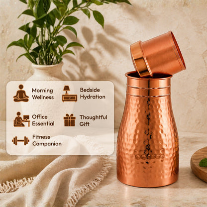 JALKUMBH Pure Zuchi Copper Bedroom Water pot      1100 ml