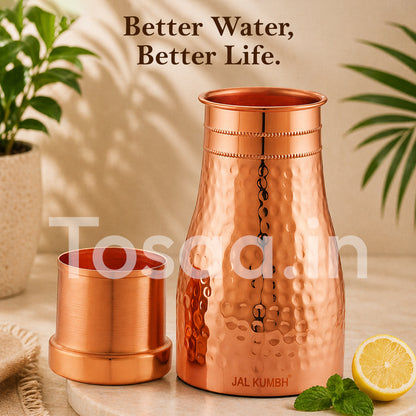JALKUMBH Pure Zuchi Copper Bedroom Water pot      1100 ml
