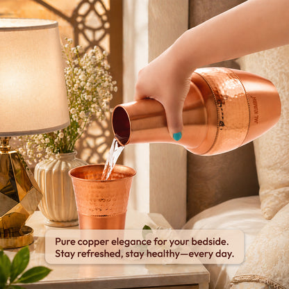 JALKUMBH Pure Zuchi Copper VENUS Water pot                 1500 ml  (with Inbuilt Glass)