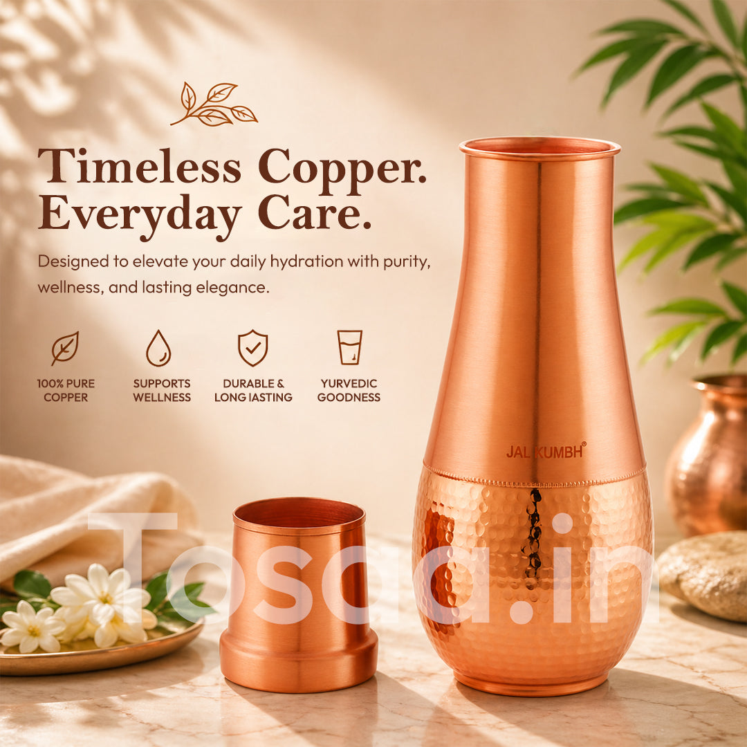 JALKUMBH Pure Zuchi Copper TULIP Water pot            2000 ml