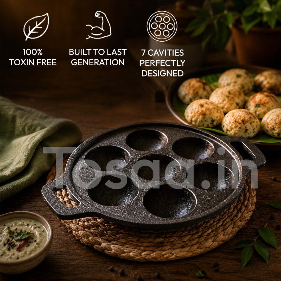 TOSAA CAST IRON APPAM MAKER 7 CAVITY (200 ML)
