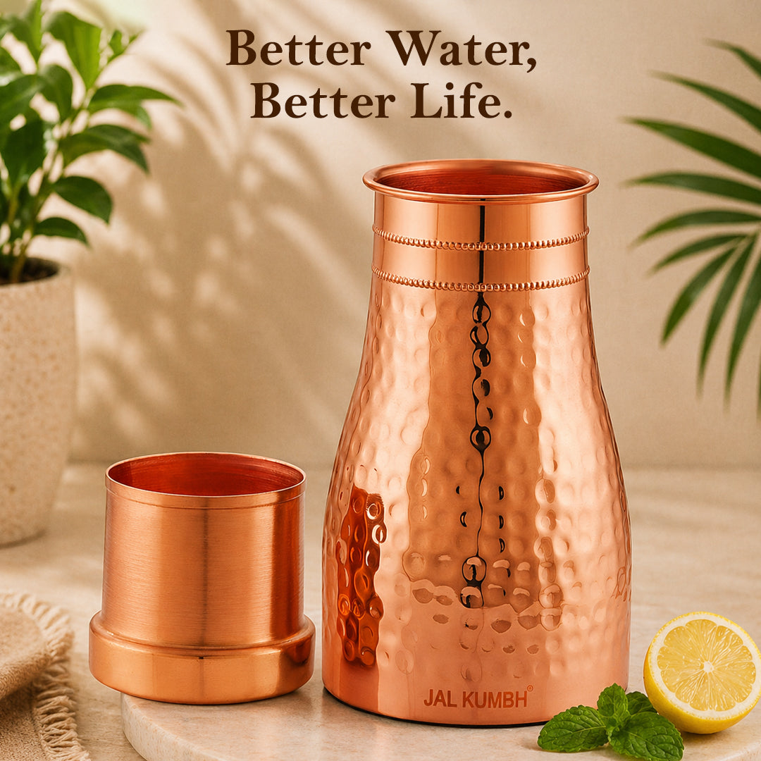 JALKUMBH Pure Zuchi Copper Bedroom Water pot      1100 ml