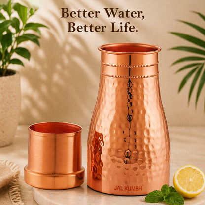 JALKUMBH Pure Zuchi Copper Bedroom Water pot      1100 ml