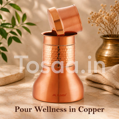JALKUMBH Pure Zuchi Copper LILY Water pot                           1100 ml