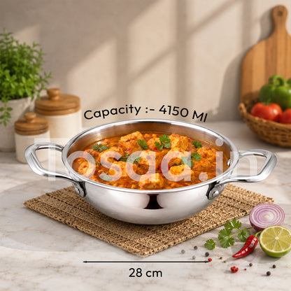 TOSAA SS TRY PLY KADHAI WITH OUT LID 28 CM
