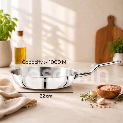 TOSAA SS TRY PLY FRY PAN WITH OUT LID 22 CM