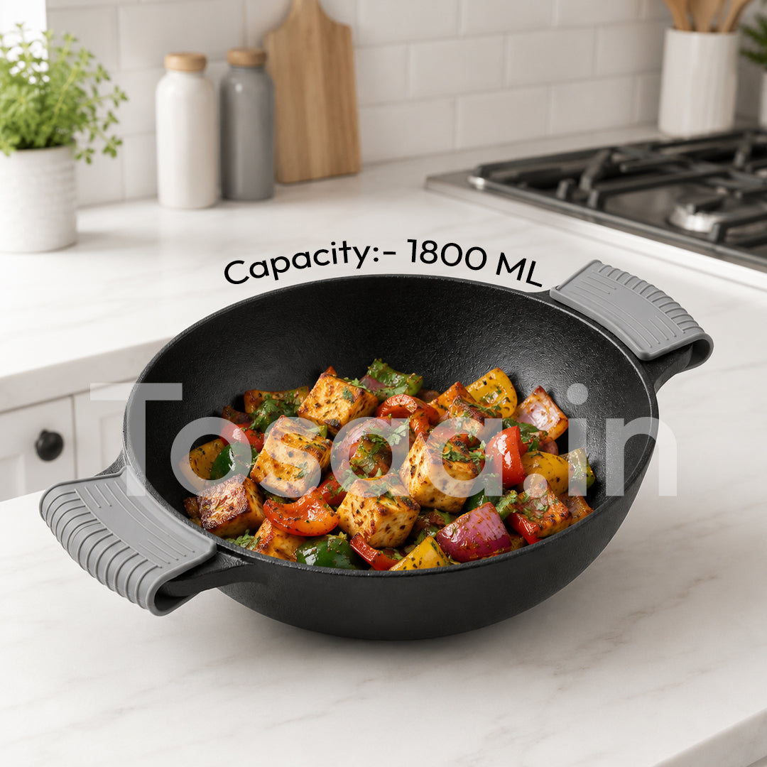 TOSAA CAST IRON KADHAI- SMALL (1800 ML)