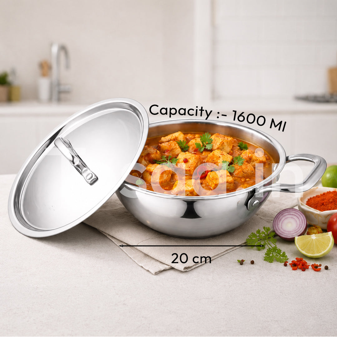 TOSAA TRY PLY KADHAI WITH LID 20 CM