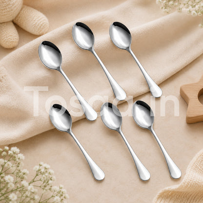 Tosaa Baby Spoon ROYAL PLAIN 16G-6-Piece Stainless Steel Spoon Set, Set of 6