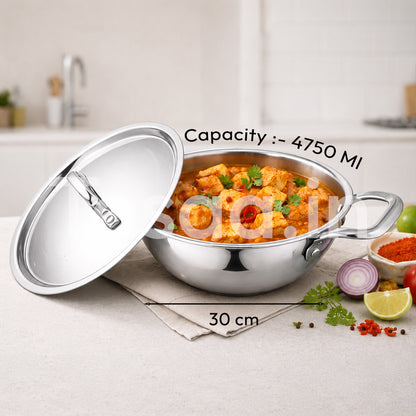 TOSAA TRY PLY KADHAI WITH LID 30 CM