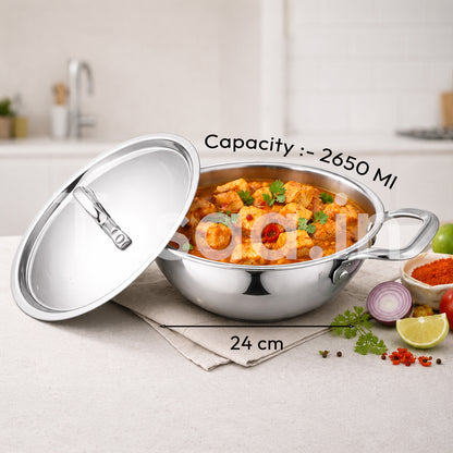 TOSAA TRY PLY KADHAI WITH LID 24 CM