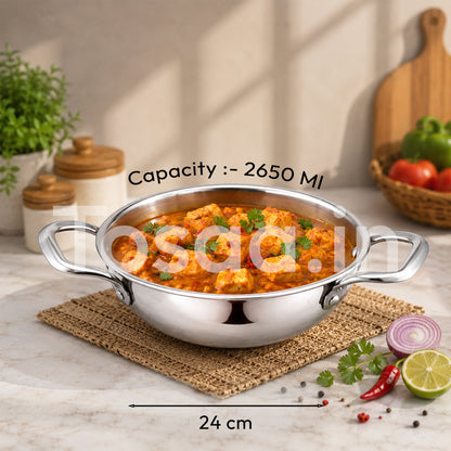 TOSAA SS TRY PLY KADHAI WITH OUT LID 24 CM