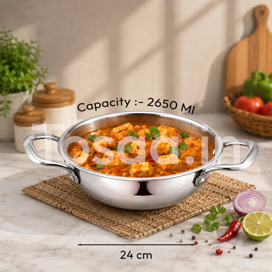 TOSAA SS TRY PLY KADHAI WITH OUT LID 24 CM