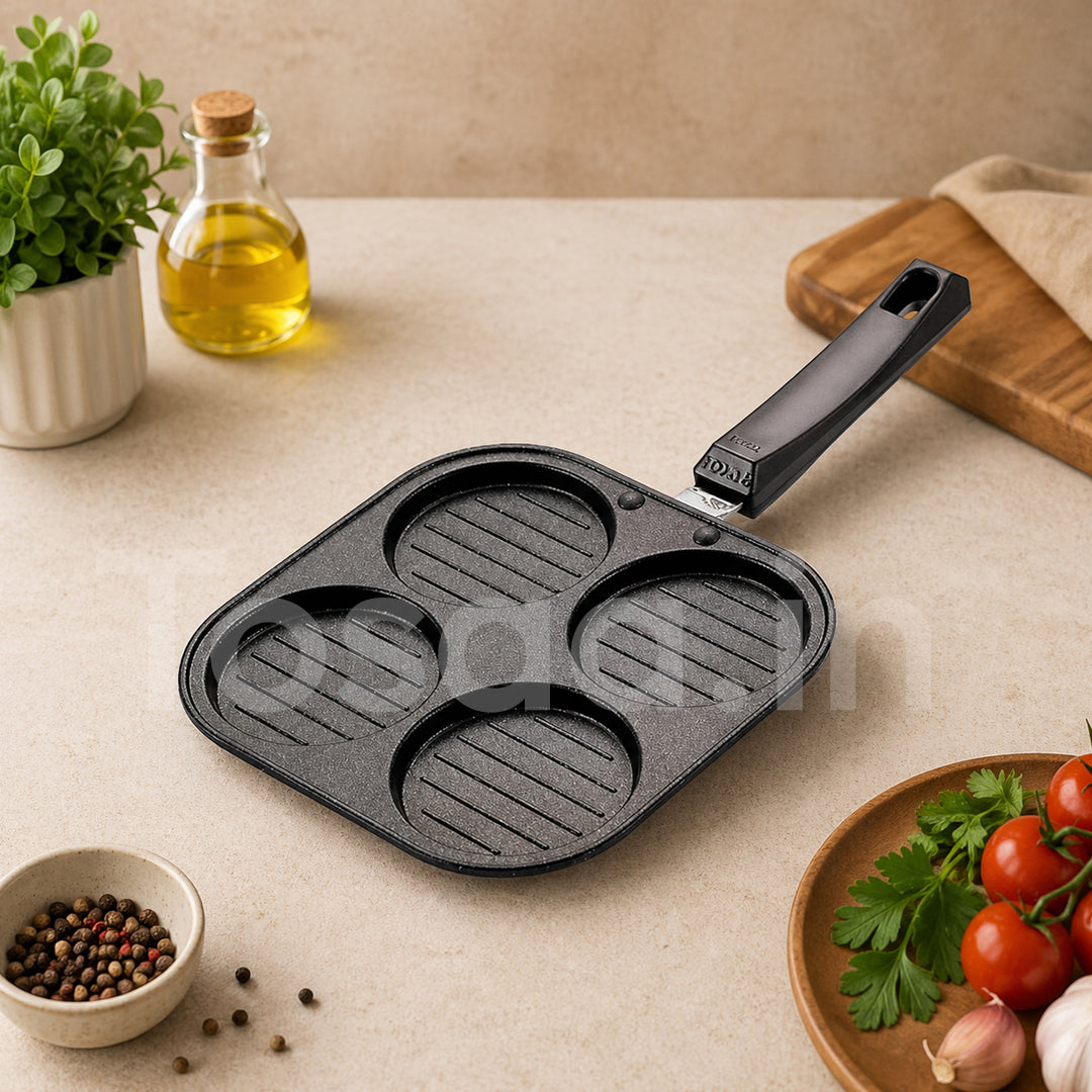 Tosaa Non Stick Grill Uttapam Maker Aluminium Multi Snack Maker(4 Cavity)(Black)