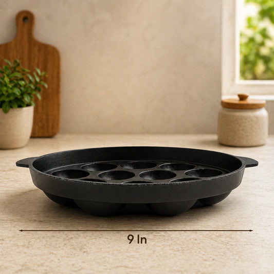 Tosaa Non-Stick 12 Cavity Appam Patra with Stainless Steel Lid- Back