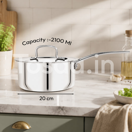 TOSAA SS TRY PLY SAUCE PAN WITH LID 20 CM