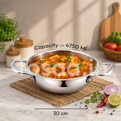 TOSAA SS TRY PLY KADHAI WITH OUT LID 30 CM