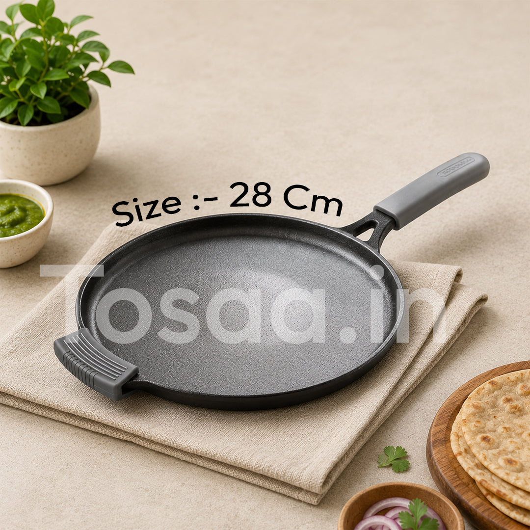 TOSAA CAST IRON DOSA TAWA WITH LONG HANDLE (28 CM)