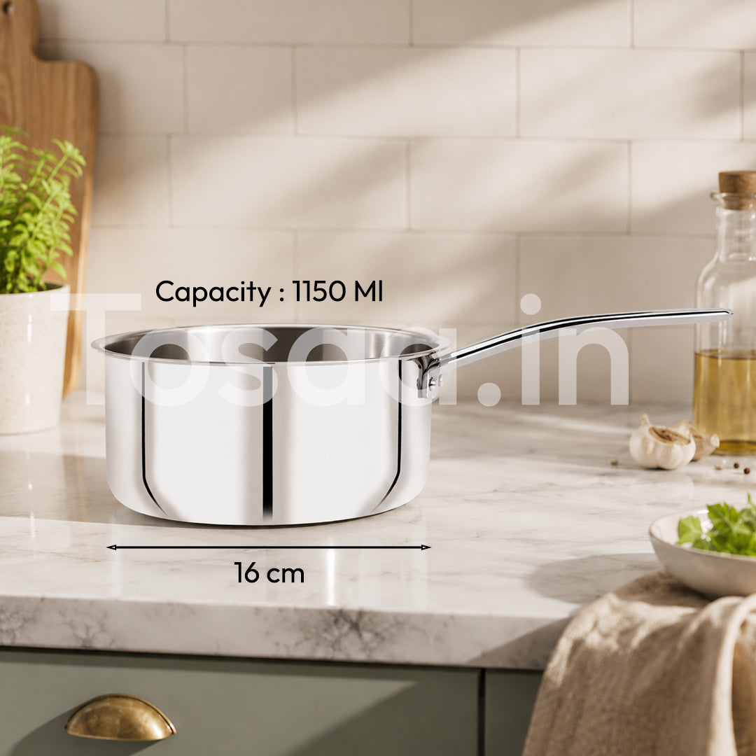 TOSAA SS TRY PLY SAUCE PAN WITH LID 16 CM WITHOUT LID