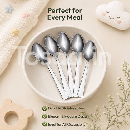 Tosaa Baby Spoon IMPRESS 16G-6-Piece Stainless Steel Spoon Set, Set of 6