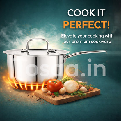 TOSAA SS TRY PLY SAUCE PAN WITH LID 16 CM
