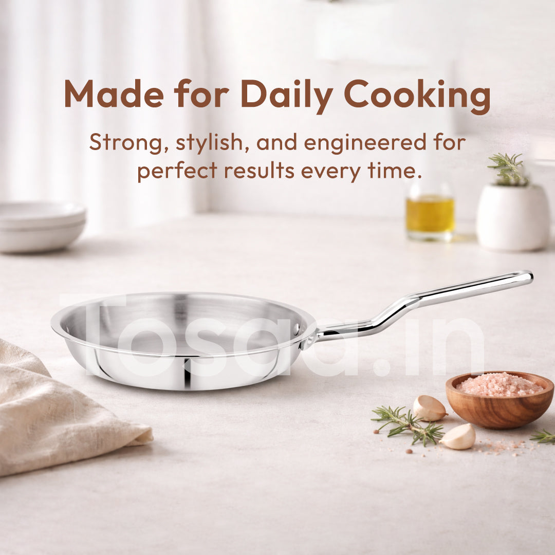 TOSAA SS TRY PLY FRY PAN WITH OUT LID 26 CM