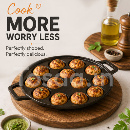 TOSAA CAST IRON APPAM MAKER 12 CAVITY (450 ML)