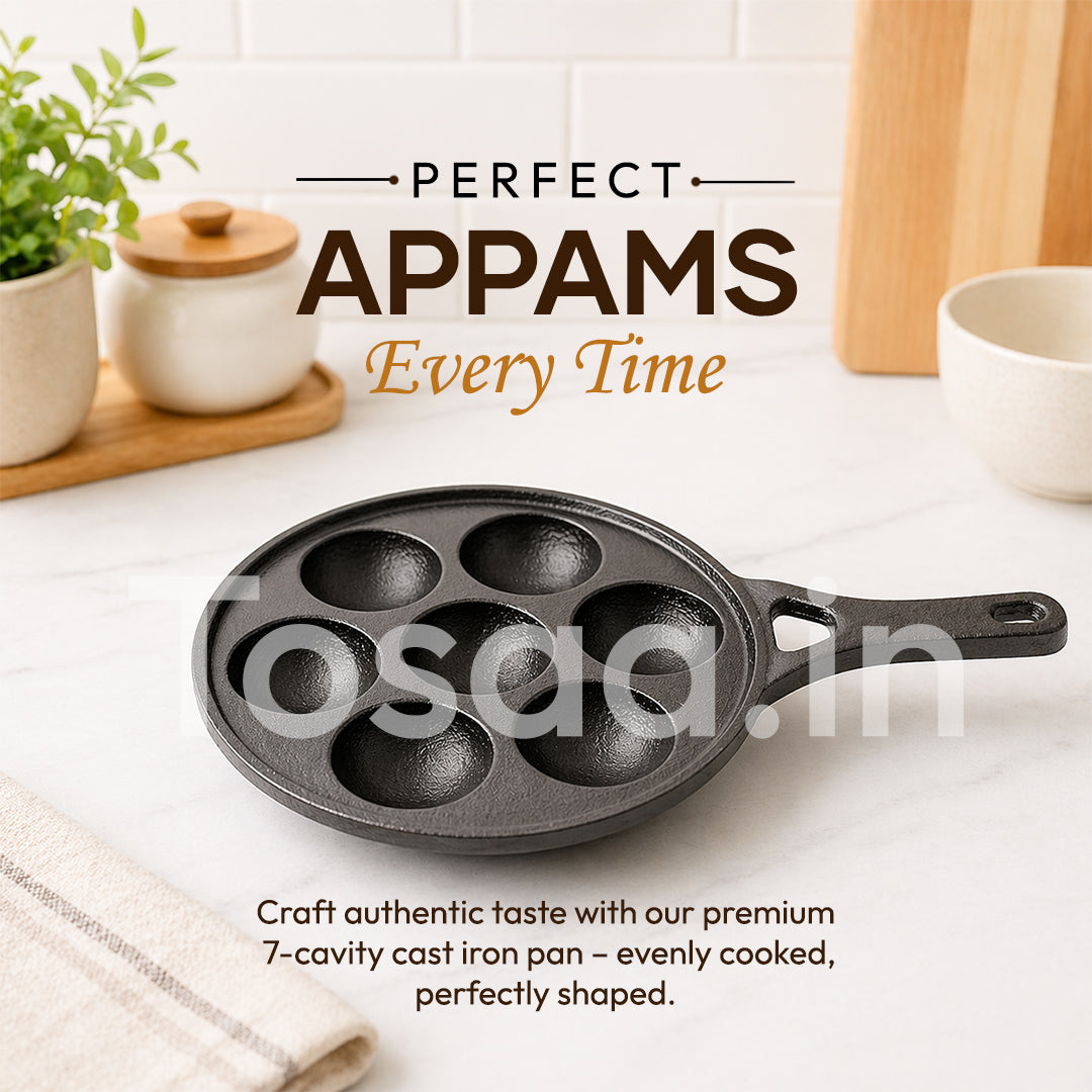 TOSAA CAST IRON APPAM MAKER 7 CAVITY (200 ML)
